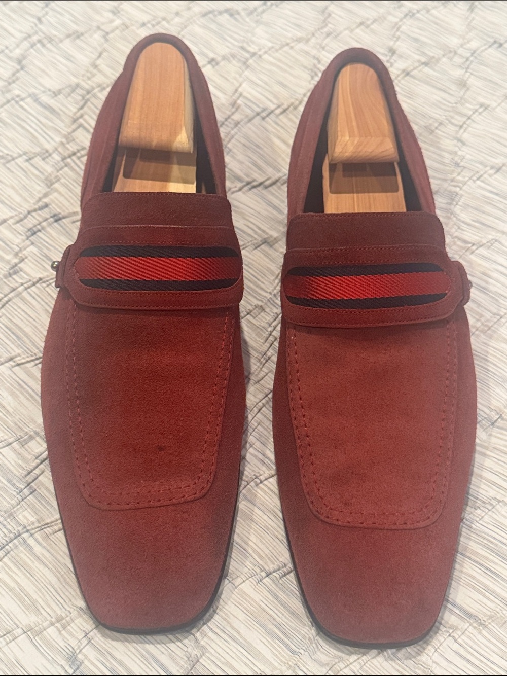 Gucci Men's Suede Loafers in Deep Burgundy